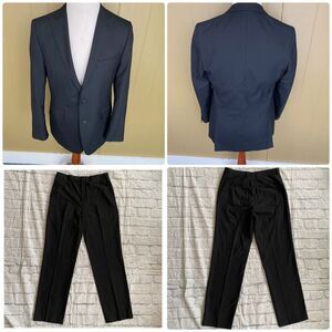 JF J.Ferrar men suit 42R suit jacket 34x32 flat front pull on dress pants black